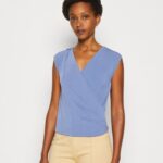 Z62T320 Women Anna Field Print T-Shirt Blue-Grey