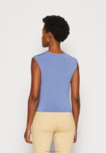 Z62T320 Women Anna Field Print T-Shirt Blue-Grey - Image 3