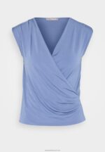 Z62T320 Women Anna Field Print T-Shirt Blue-Grey - Image 5