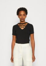 Z62T325 Women Anna Field Print T-Shirt Black