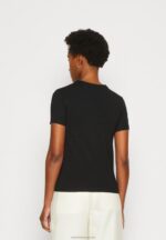 Z62T325 Women Anna Field Print T-Shirt Black - Image 3