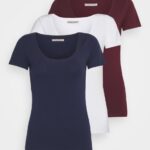 Z62T330 Women Anna Field 3 Pack Basic T-Shirt Dark Red/Dark Blue/White
