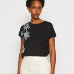 Z62T331 Women Anna Field Print T-Shirt Black