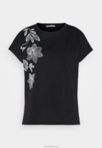 Z62T331 Women Anna Field Print T-Shirt Black - Image 5
