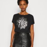 Z62T332 Women Anna Field Print T-Shirt Black