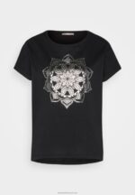 Z62T332 Women Anna Field Print T-Shirt Black - Image 5