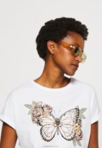 Z62T333 Women Anna Field Print T-Shirt White - Image 4