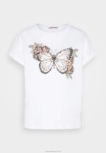 Z62T333 Women Anna Field Print T-Shirt White - Image 5
