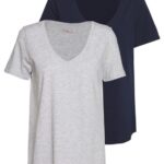 Z62T334 Women Anna Field Basic T-Shirt Mottled Light Grey/Blue