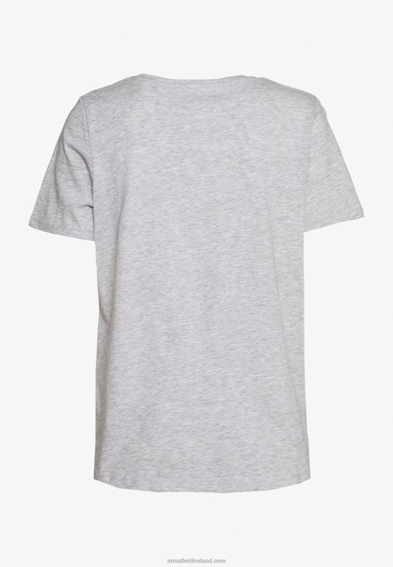 Z62T334 Women Anna Field Basic T-Shirt Mottled Light Grey/Blue - Image 4