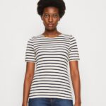 Z62T339 Women Anna Field Print T-Shirt Dark Blue/White