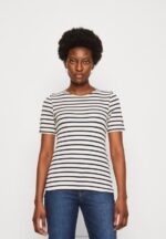 Z62T339 Women Anna Field Print T-Shirt Dark Blue/White