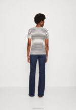 Z62T339 Women Anna Field Print T-Shirt Dark Blue/White - Image 3