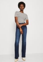 Z62T339 Women Anna Field Print T-Shirt Dark Blue/White - Image 4