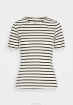 Z62T339 Women Anna Field Print T-Shirt Dark Blue/White - Image 5