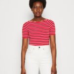 Z62T340 Women Anna Field Print T-Shirt Red/White