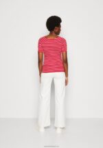 Z62T340 Women Anna Field Print T-Shirt Red/White - Image 3