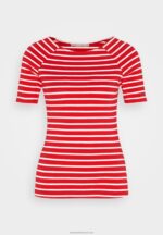 Z62T340 Women Anna Field Print T-Shirt Red/White - Image 5