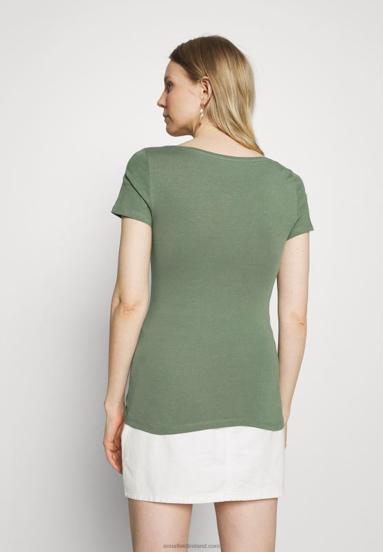 Z62T342 Women Anna Field 3 Pack Basic T-Shirt White/Mottled Light Grey/Light Green - Image 3
