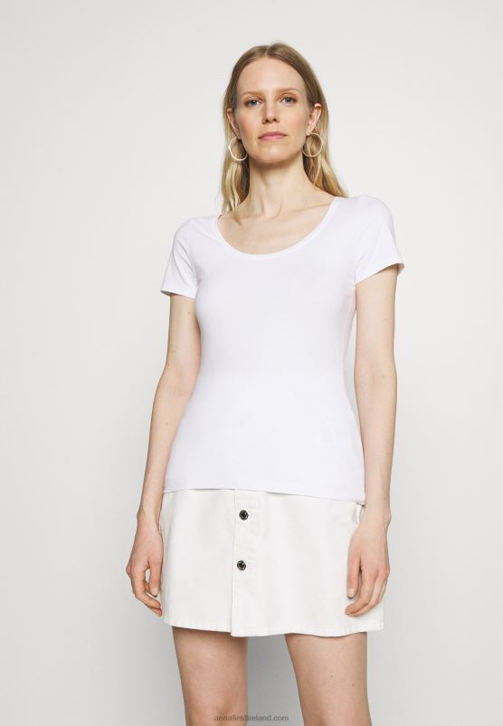 Z62T342 Women Anna Field 3 Pack Basic T-Shirt White/Mottled Light Grey/Light Green - Image 4