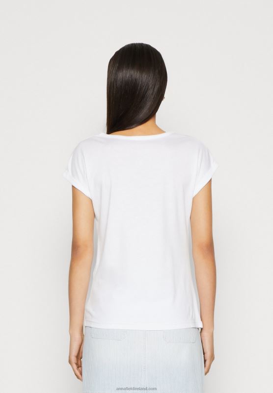 Z62T344 Women Anna Field 3 Pack Basic T-Shirt White/Mottled Light Grey - Image 3