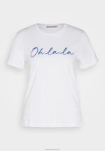 Z62T347 Women Anna Field Print T-Shirt White - Image 5