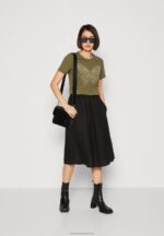 Z62T349 Women Anna Field Print T-Shirt Green - Image 2