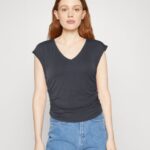 Z62T351 Women Anna Field Print T-Shirt Grey