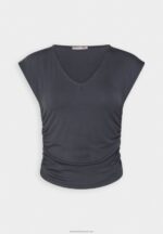 Z62T351 Women Anna Field Print T-Shirt Grey - Image 4