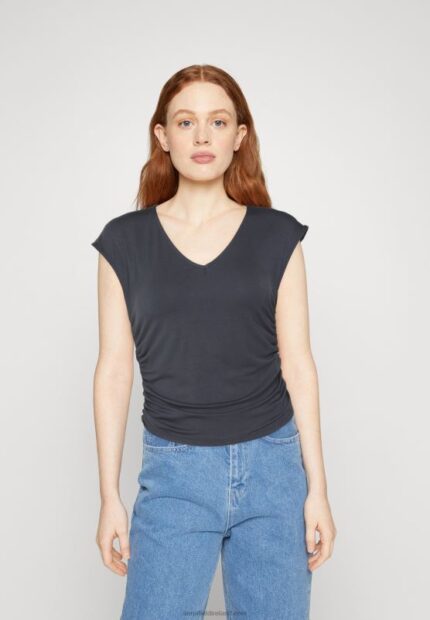 Z62T351 Women Anna Field Print T-Shirt Grey