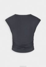 Z62T351 Women Anna Field Print T-Shirt Grey - Image 6