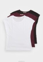Z62T352 Women Anna Field 3 Pack Basic T-Shirt Dark Red/White/Black - Image 12