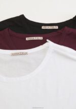 Z62T352 Women Anna Field 3 Pack Basic T-Shirt Dark Red/White/Black - Image 13