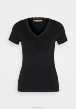 Z62T353 Women Anna Field Print T-Shirt Black - Image 5
