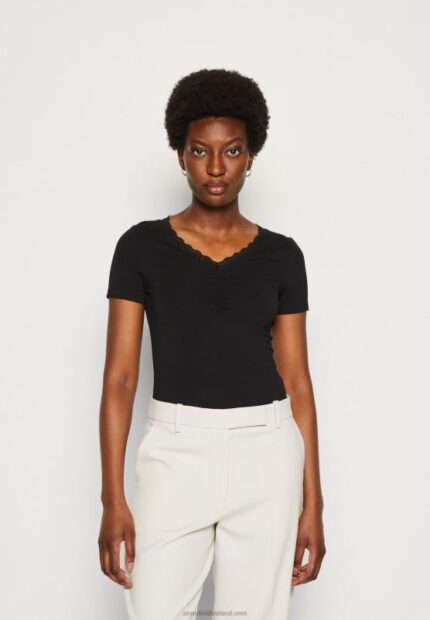 Z62T353 Women Anna Field Print T-Shirt Black