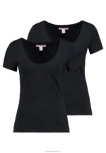 Z62T354 Women Anna Field 2 Pack Basic T-Shirt Black - Image 4