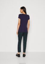 Z62T355 Women Anna Field Print T-Shirt Dark Blue - Image 3