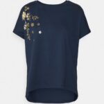 Z62T357 Women Anna Field Print T-Shirt Dark Blue
