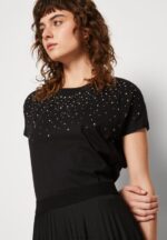 Z62T358 Women Anna Field Print T-Shirt Black - Image 4