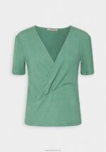 Z62T359 Women Anna Field Print T-Shirt Dark Green - Image 4
