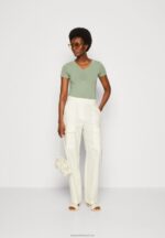 Z62T360 Women Anna Field Print T-Shirt Light Green - Image 2