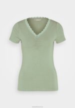 Z62T360 Women Anna Field Print T-Shirt Light Green - Image 5