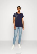 Z62T362 Women Anna Field Print T-Shirt Dark Blue - Image 2