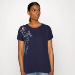 Z62T362 Women Anna Field Print T-Shirt Dark Blue