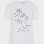 Z62T364 Women Anna Field Print T-Shirt White