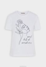 Z62T364 Women Anna Field Print T-Shirt White