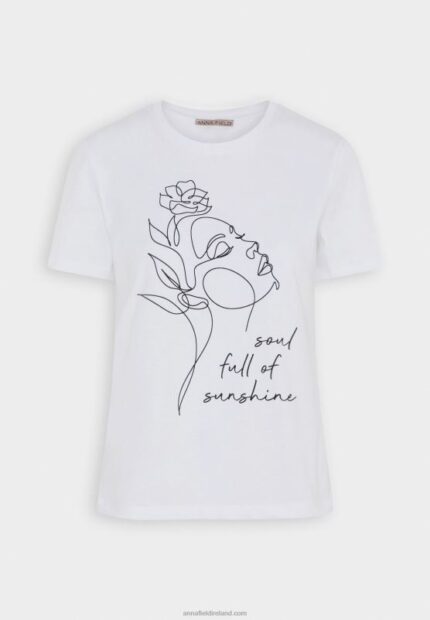 Z62T364 Women Anna Field Print T-Shirt White