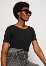 Z62T366 Women Anna Field Print T-Shirt Black/Black - Image 5
