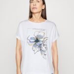 Z62T367 Women Anna Field Print T-Shirt White