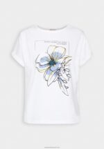 Z62T367 Women Anna Field Print T-Shirt White - Image 4